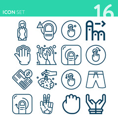 Simple set of 16 icons related to work force