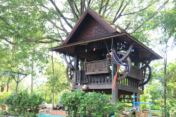 Wooden pavilion in the garden