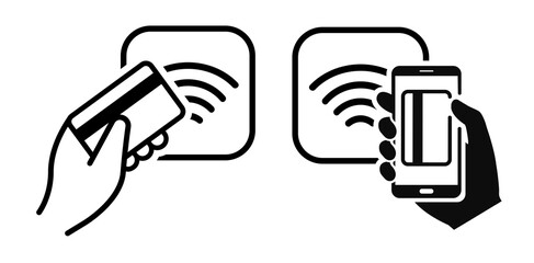 NFC Payment vector set icon. Terminal confirms payment concept.