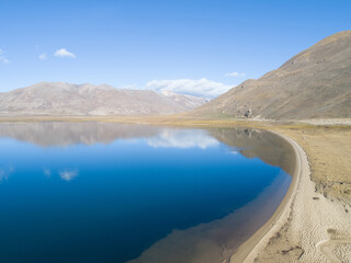 Aerial view of beautiful lagoon in Tibet,China