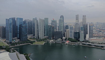 Fototapeta premium View of Marina Bay from the observation deck of the hotel Marina Bay Sands