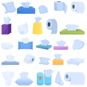 Tissue icons set. Cartoon set of tissue vector icons for web design