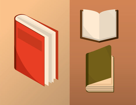 close and open books learn study read knowledge icons