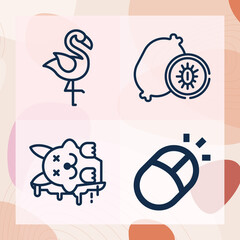 Simple set of wildlife related lineal icons