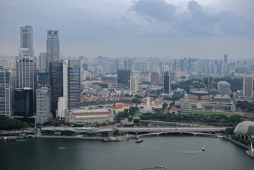 Fototapeta na wymiar View of Esplanade Dr from the observation deck of the hotel Marina By Sands