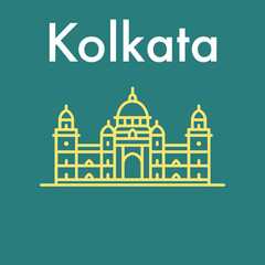 illustration of kolkata city, Kolkata city icon, Victoria memorial illustration photo. 