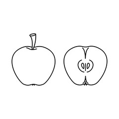 Apple outline icon. Food, outline vector illustration.