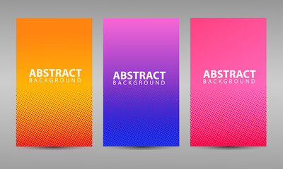 Vector halftone cover design templates. Layout set for covers of books, albums, notebooks, reports, magazines. Dot halftone gradient effect, modern abstract design.