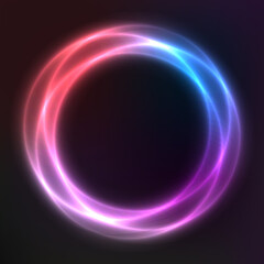 Abstract vector background from neon geometric shapes, vector template, round frame, wallpaper