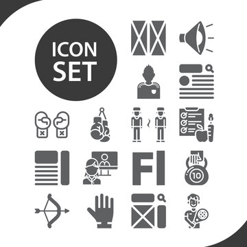 Simple set of athletic related filled icons.