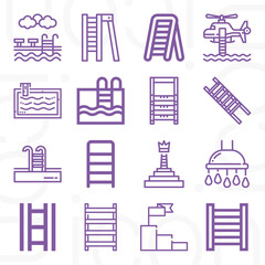 16 pack of sea steps  lineal web icons set