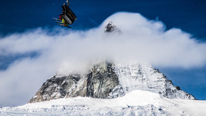 Naklejka na ściany i meble skiing in the Swiss Alps, Matterhorn Glacier paradise