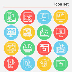 16 pack of ecommerce  lineal web icons set