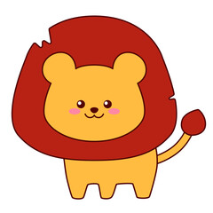 Kawaii little lion standing. Vector illustration