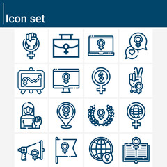 Simple set of patriarchal related lineal icons.