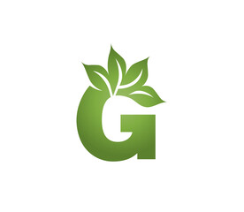 G Nature Leaf Alphabet Logo Design Concept