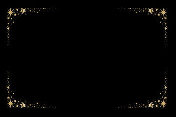 Watercolor Paint Christmas stars card frame gold Metallic Elegant handmade painting bush