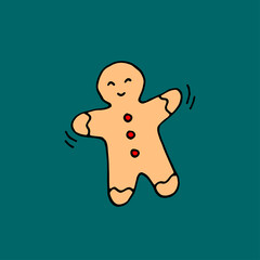 Gingerbread Man. Christmas cookies. Vector hand-drawn doodle illustration.