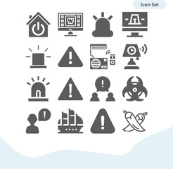 Simple set of exemplary related filled icons.