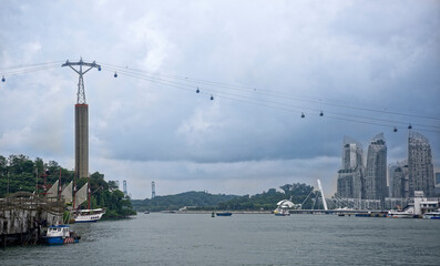 Fototapeta na wymiar View of the Singapore Strait from Sentosa Gateway