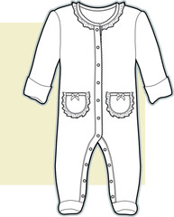 Baby Romper. Baby clothes Flat Sketch. vector illustration