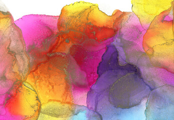 Art Abstract painting blots background. Alcohol ink olors. Marble texture. Horizontal long banner.