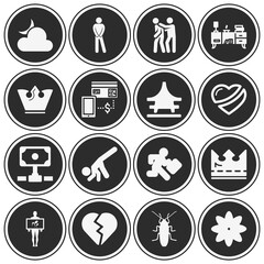 16 pack of broken  filled web icons set