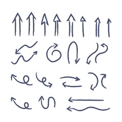 Hand drawn arrows collection. Arrow doodle set. Hand drawn graphic elements.