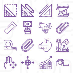 16 pack of ment  lineal web icons set