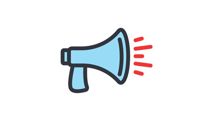Megaphone icon. Loudspeaker linear vector illustration. Speech and announcement symbol.