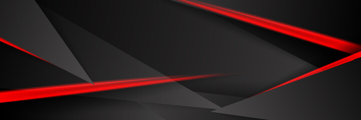 Black red game background with 3d triangle shape