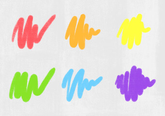 Color pencil background on white . Red, orange, yellow, green, blue and purple. For kids learning new colors. 