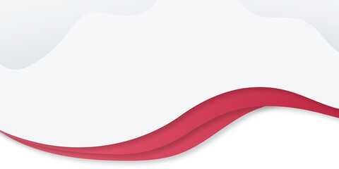 Red white abstract background with wave paper cut style
