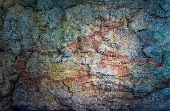 Gran friso con pinturas preh&iacute;storicas,Cueva de El Pendo, Escobedo de Camargo, Cantabria, Espa&ntilde;a