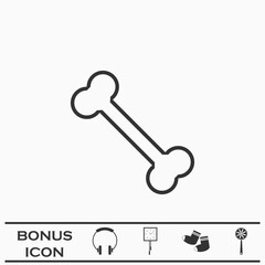 Bone icon flat.