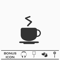 Coffee cup icon flat.