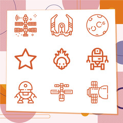 Simple set of 9 icons related to aliens