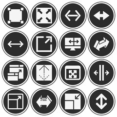 16 pack of resize  filled web icons set