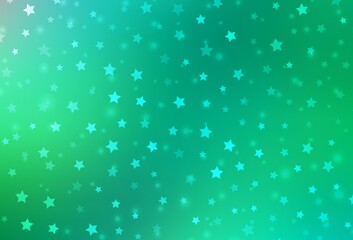 Light Green vector texture with colored snowflakes, stars.