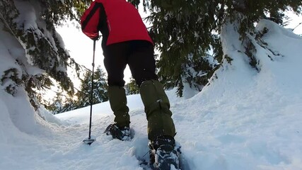 Snowshoeing in deep snow