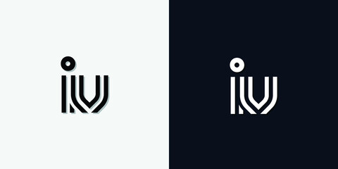 Modern Abstract Initial letter IV logo. This icon incorporates two abstract typefaces in a creative way. It will be suitable for which company or brand name starts those initial.