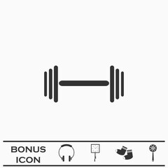 Barbell icon flat.