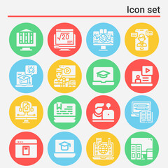 16 pack of elearning  filled web icons set