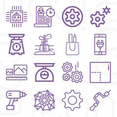 16 pack of bit  lineal web icons set