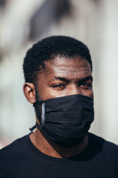 Man Crying And Protesting At A Rally For Racial Equality Against Racism. Black Lives Matter.