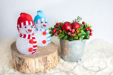 lollipops and medical masks, Christmas accessories on a white background. Take care of health concept