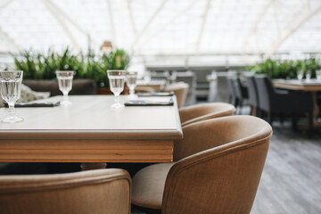 table and chairs in a restaurant