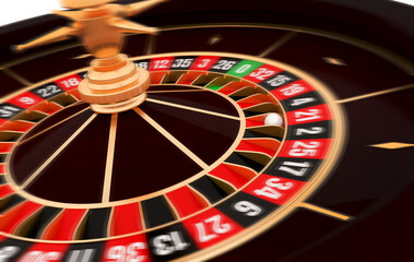 Casino roulette on a bright background. Casino background. Gambling Roulette. 3D rendering.