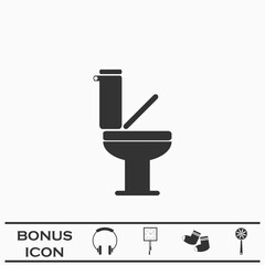 Toilet icon flat.