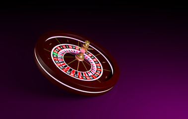 Casino roulette on a bright background. Casino background. Gambling Roulette. 3D rendering.